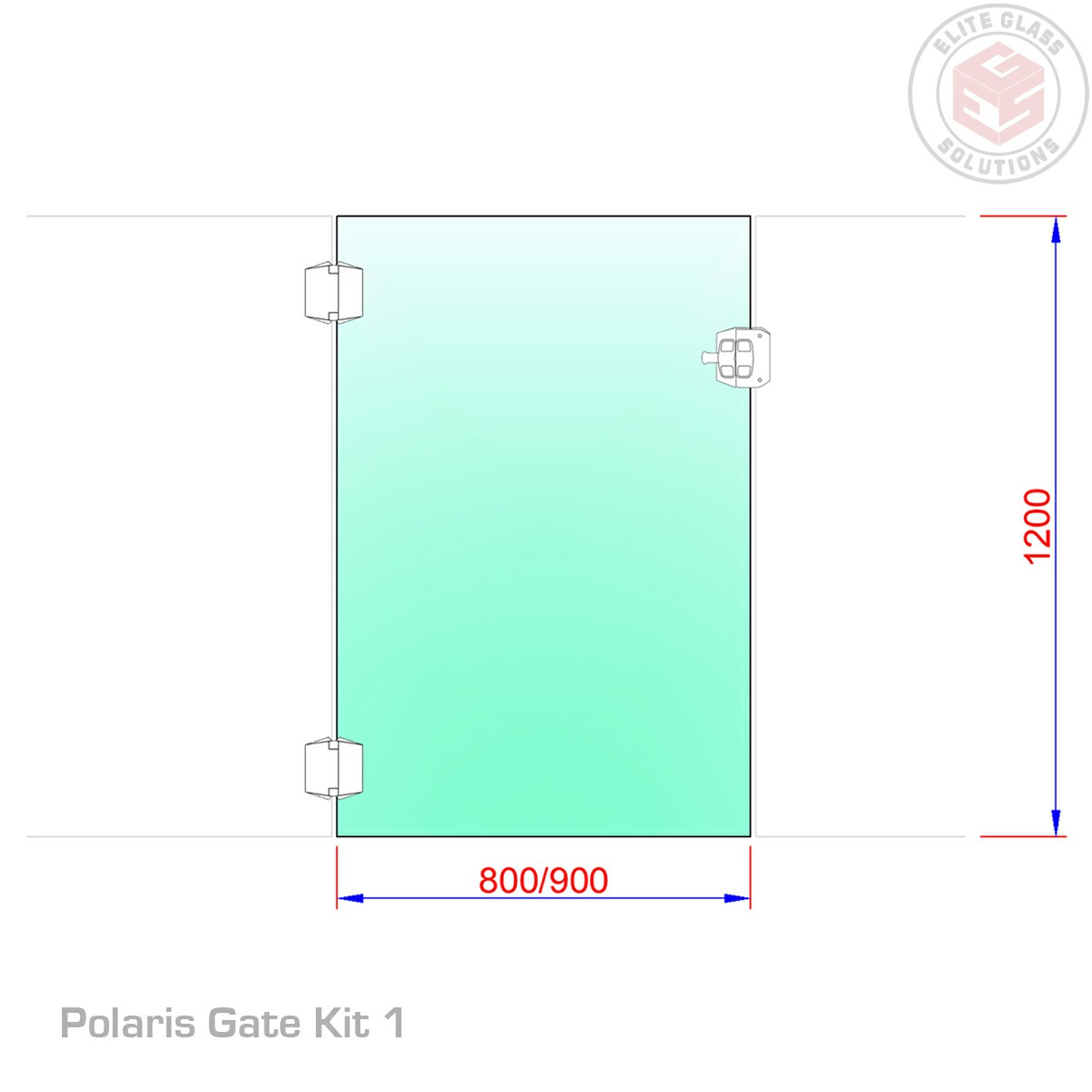 Polaris Gate Kit 1 - Glass to glass hinges, latch and 800mm gate - Polished Stainless Steel
